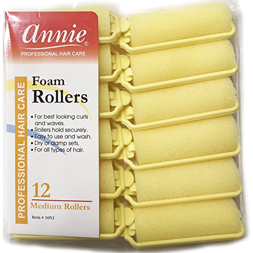 Annie Salon Stil orta köpük saç silindirler-7/8 Sarı - 12 Parça Set-yumuşak ısı-az saç Curling araçları
