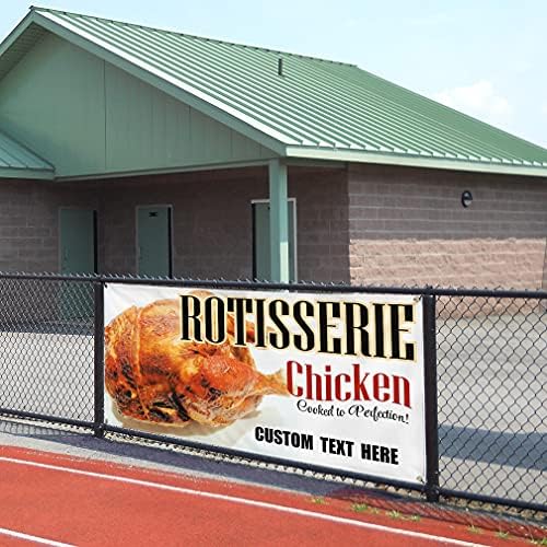 Özel Vinil Afiş Çoklu Boyutları Rotisserie Tavuk Pişmiş Mükemmellik! Bistrolar ve kafeler Açık Hava Koşullarına Dayanıklı Endüstriyel
