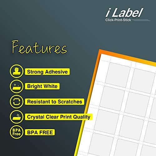 Lazer ve Mürekkep Püskürtmeli Yazıcılar için iLable 24UP 1.5 x 1.5 Kare Etiketler[100 Sayfa, 2400 Etiket]