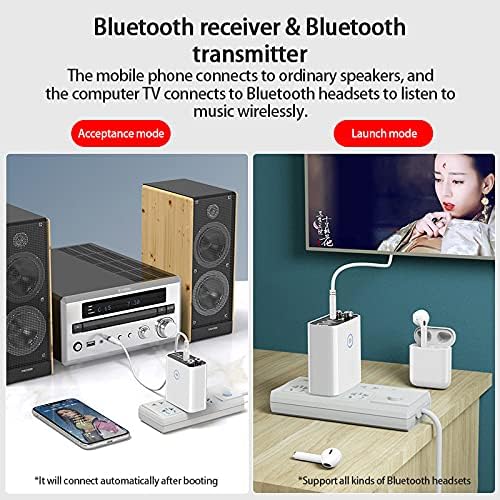 Soso Bluetooth Ses Adaptörü için Kulaklık ile Uzaktan Bluetooth 5.0 Alıcı Verici Fiş ile Çift 2.1 A USB Bağlantı Noktaları 3.5