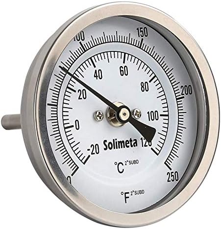 Termometre, 3 Kadran, 2-1 / 2 Kök, 0-220 ° F/-10-100 ° C, %-1 Doğruluk, Ayarlanabilir, 1/2 NPT
