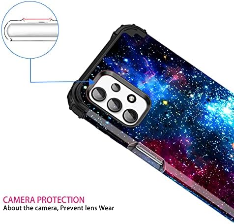 Galaxy A32 5G Kılıf için Miqala, Karanlıkta Parlak Üç Katmanlı Ağır Darbeye Dayanıklı Sert Plastik Tampon +Yumuşak Silikon Kauçuk