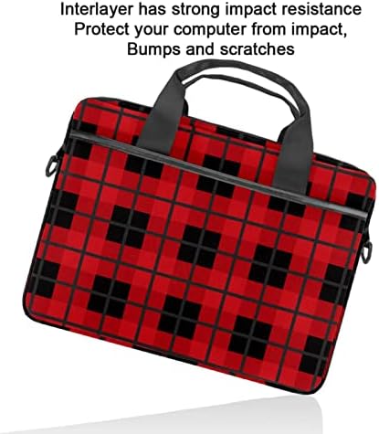 Noel Kırmızı Siyah Ekose Laptop omuz askılı çanta Kılıf Kol için 13.4 İnç 14.5 İnç Dizüstü laptop çantası Dizüstü Evrak Çantası