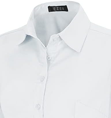 EZEN Bayan Slim-Fit Uzun Kollu Sıkı Düğme Aşağı Yaka Ofis Resmi Rahat Gömlek Bluz