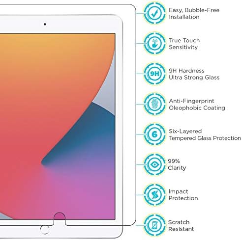 Teknoloji Zırh Balistik Cam Ekran Koruyucu için Tasarlanmış Yeni Apple iPad 10.2 İnç 2021, 2020 ve 2019 Temperli Cam 1 Paket